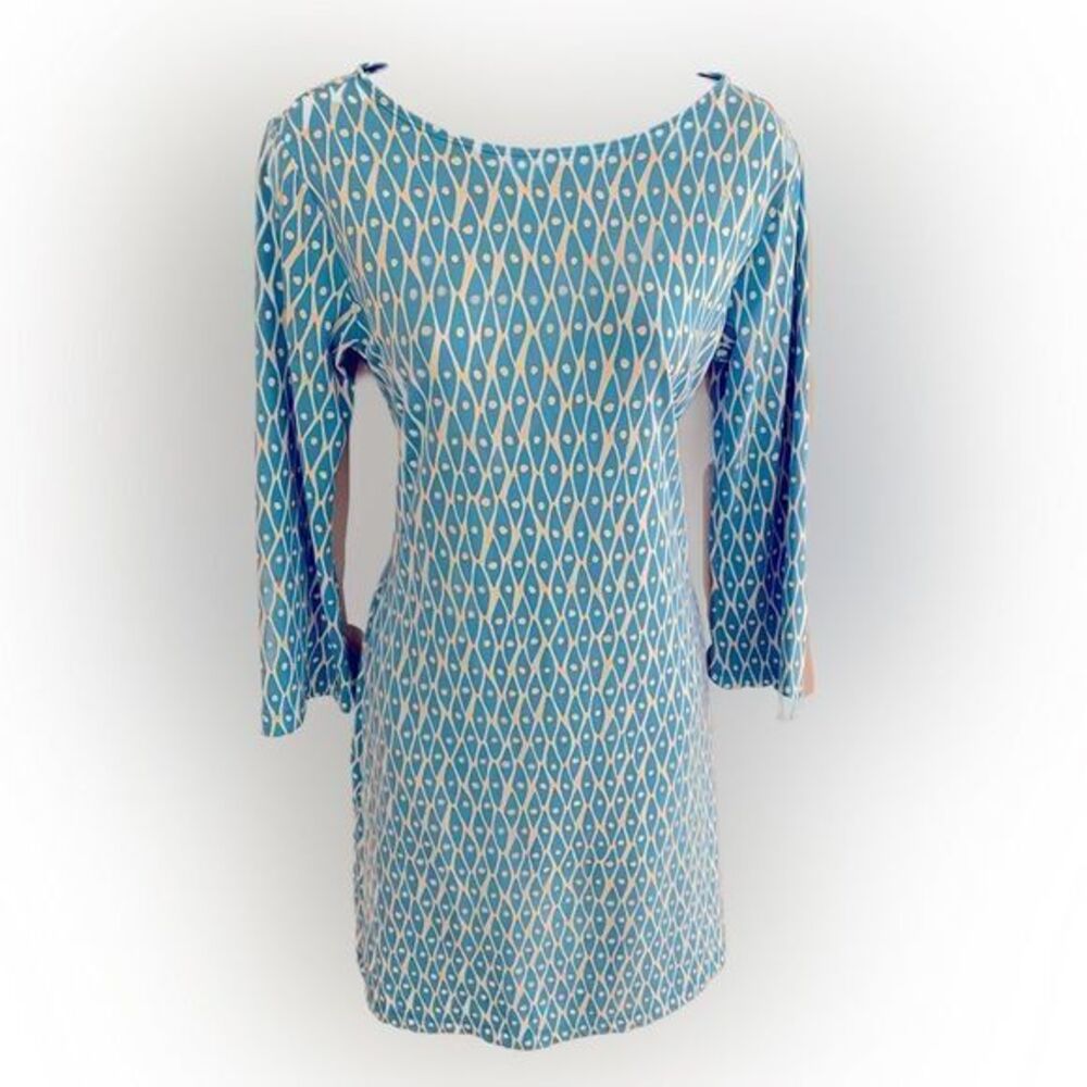 Melly M Dress - S blue /white print polyester spandex